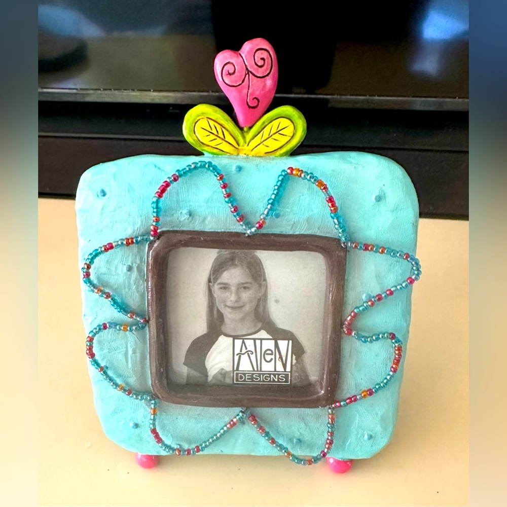 Allen Designs Studio Collection Whimsical Beads Heart LOVE Picture Frame Rare